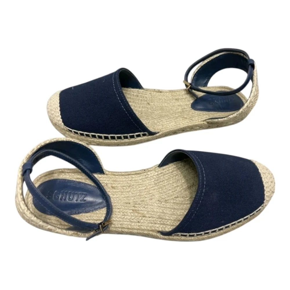 Schutz Womens Greeca Espadrille Flats US 11 Embroidered Ankle Strap New